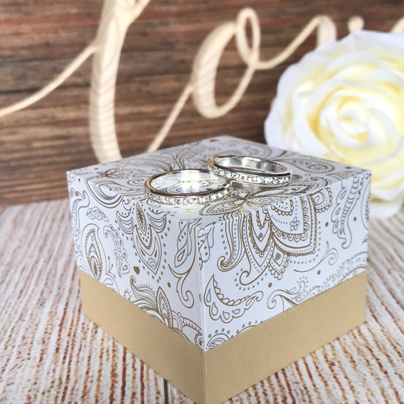 ✨Silver-Tone Cubic Zirconia Ring Duo Band Set - Picture 4 of 7